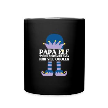 Papa Elf Papa Elf Geschenk - Tasse einfarbig - Schwarz - Vorne