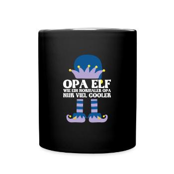 Opa Elf Opas Geschenk - Tasse einfarbig - Schwarz - Vorne