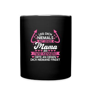 Mutter Familie Mütter Geschenk - Tasse einfarbig - Schwarz - Vorne