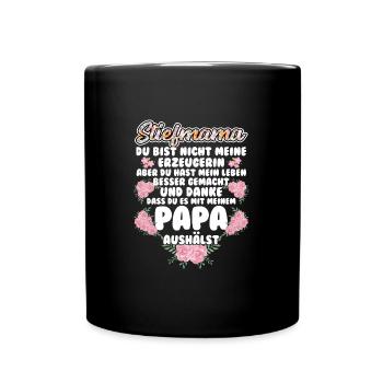 Stiefmama Familie Stiefmamas Geschenk - Tasse einfarbig - Schwarz - Vorne