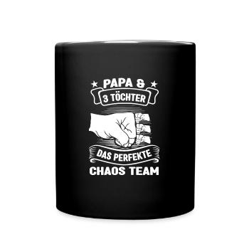 Papa 3 Töchter Papa von 3 Töchtern Geschenk - Tasse einfarbig - Schwarz - Vorne