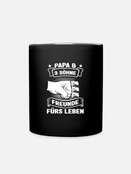 Papa 3 Söhne Vater Geschenk - Tasse einfarbig - Schwarz