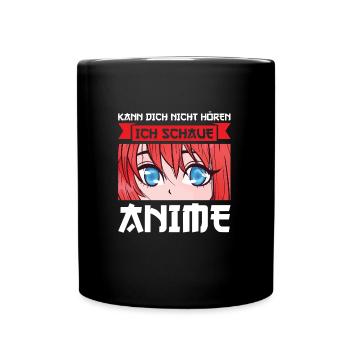 Anime Merch Otaku Geschenk - Tasse einfarbig - Schwarz - Vorne