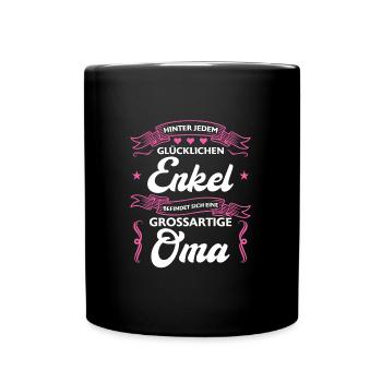 Oma & Enkel Familie Großmutter Geschenk - Tasse einfarbig - Schwarz - Vorne