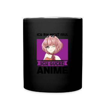 Anime Merch Otaku Geschenk - Tasse einfarbig - Schwarz - Vorne