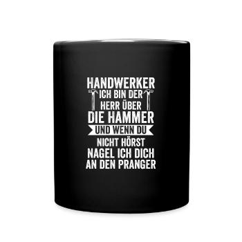 Tischler Schreiner Job Geschenk - Tasse einfarbig - Schwarz - Vorne