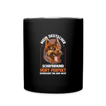 Hund Hundebesitzer Hund Schäferhund Geschenk - Tasse einfarbig - Schwarz - Vorne