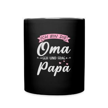 Oma Familie Enkelkind Geschenk - Tasse einfarbig - Schwarz - Vorne