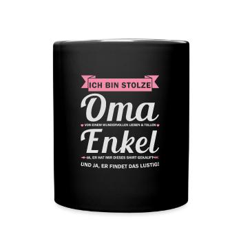 Oma & Enkel Familie Großmutter Geschenk - Tasse einfarbig - Schwarz - Vorne