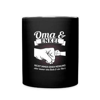 Oma & Enkel Familie Oma Geschenk - Tasse einfarbig - Schwarz - Vorne