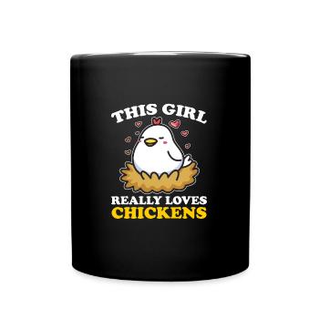 Hühner Girl Chicken Girl Farming Geschenk - Tasse einfarbig - Schwarz - Vorne