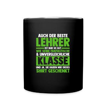 Lehrer Beruf Schullehrer Geschenk - Tasse einfarbig - Schwarz - Vorne