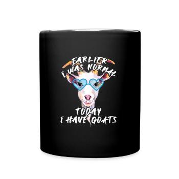 Früher war ich normal und heute habe ich Ziegen - Tasse einfarbig - Schwarz - Vorne