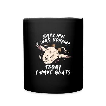 Früher war ich normal und heute habe ich Ziegen - Tasse einfarbig - Schwarz - Vorne
