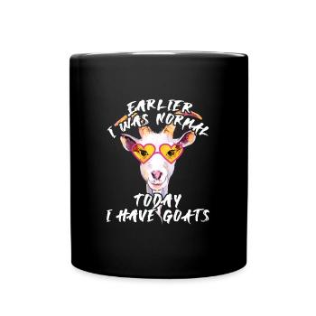 Früher war ich normal und heute habe ich Ziegen - Tasse einfarbig - Schwarz - Vorne
