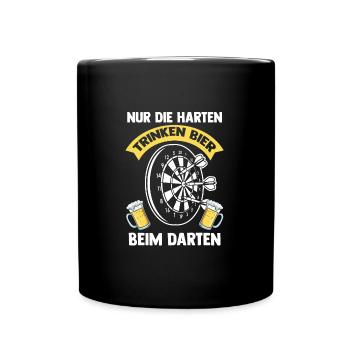 Dart Bier Dartsport Geschenk - Tasse einfarbig - Schwarz - Vorne