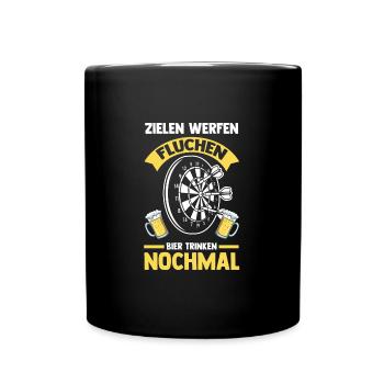 Dart Bier Dartsport Geschenk - Tasse einfarbig - Schwarz - Vorne