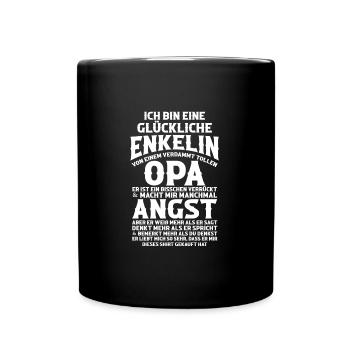 Enkelin & Opa Familie Enkelin Geschenk - Tasse einfarbig - Schwarz - Vorne