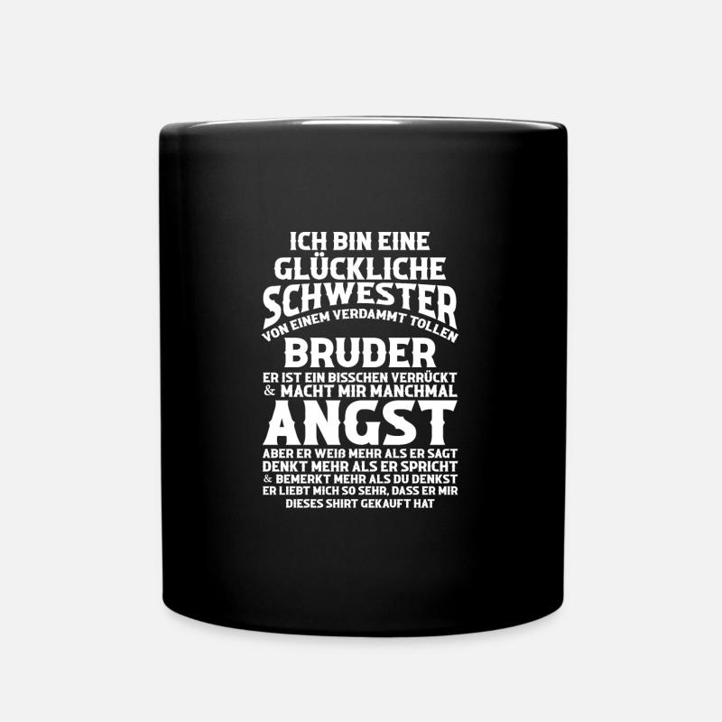 Schwester Bruder Schwester Geschenk - Tasse einfarbig - Schwarz