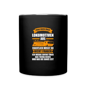 Modelleisenbahn Bahn Lokomotive Geschenk - Tasse einfarbig - Schwarz - Vorne