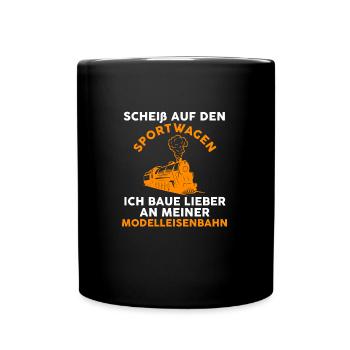 Modelleisenbahn Bahn Modellbauer Geschenk - Tasse einfarbig - Schwarz - Vorne