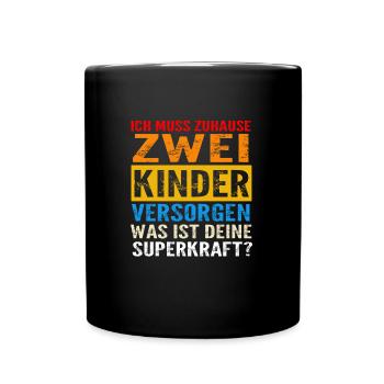 Papa 2 Kinder Vater Geschenk - Tasse einfarbig - Schwarz - Vorne