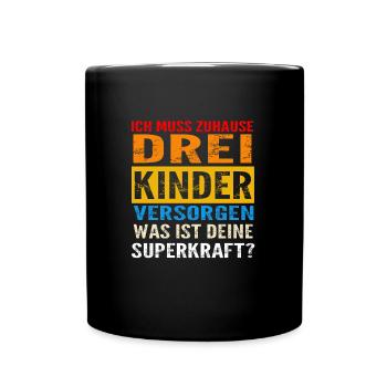 Papa 3 Kinder Vater Geschenk - Tasse einfarbig - Schwarz - Vorne