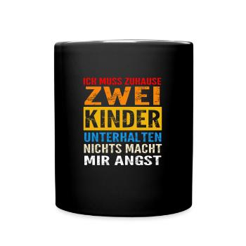 Papa 2 Kinder Zwei Kinder Geschenk - Tasse einfarbig - Schwarz - Vorne