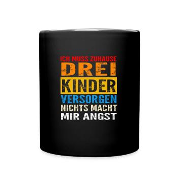 Papa 3 Kinder Vater Geschenk - Tasse einfarbig - Schwarz - Vorne