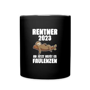 Rentner 2023 Faultier Ruhestand Geschenk - Tasse einfarbig - Schwarz - Vorne