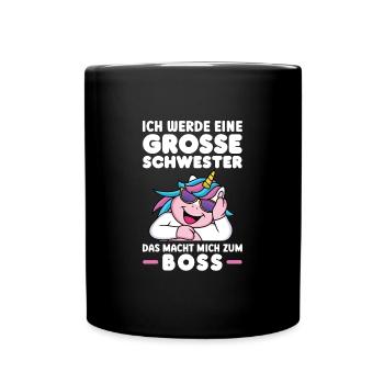 Große Schwester Einhorn Grosse Schwester Geschenk - Tasse einfarbig - Schwarz - Vorne