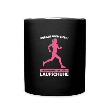Läuferin Sport Joggerin Geschenk - Tasse einfarbig - Schwarz - Vorne