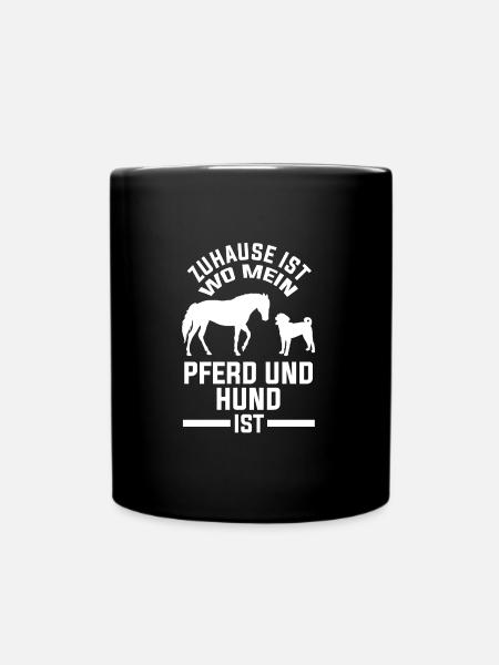 Pferd Hund Pferde Geschenk - Tasse einfarbig - Schwarz