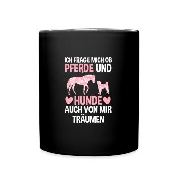 Pferd Hund Hunde Liebhaber Geschenk - Tasse einfarbig - Schwarz - Vorne