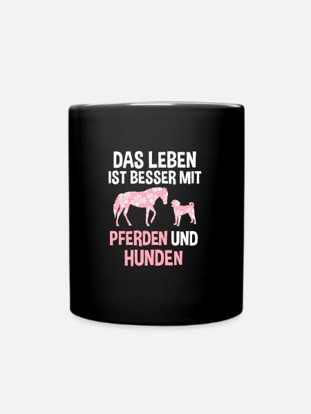 Pferd Hund Pferde Liebhaber Geschenk - Tasse einfarbig - Schwarz