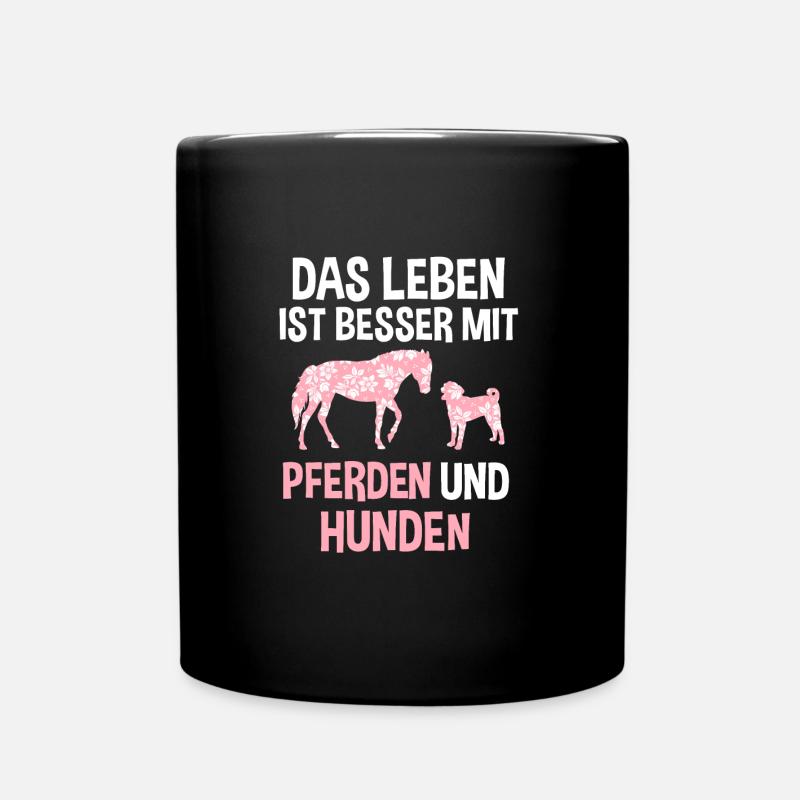 Pferd Hund Pferde Liebhaber Geschenk - Tasse einfarbig - Schwarz