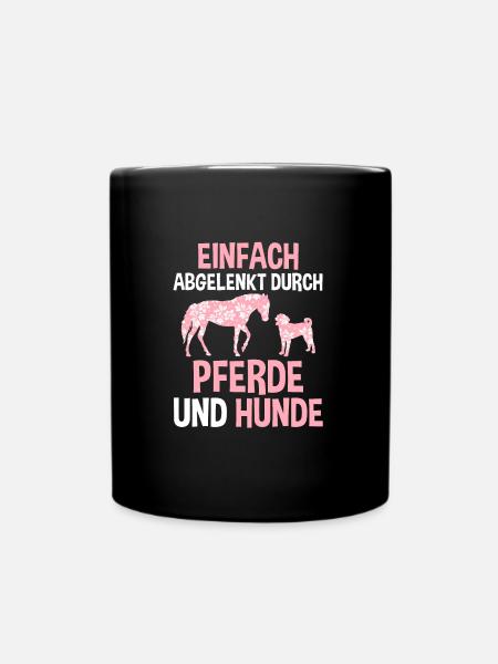 Pferd Hund Pferde Liebhaber Geschenk - Tasse einfarbig - Schwarz