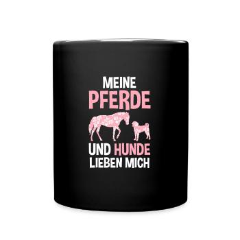 Pferd Hund Hunde Liebhaber Geschenk - Tasse einfarbig - Schwarz - Vorne