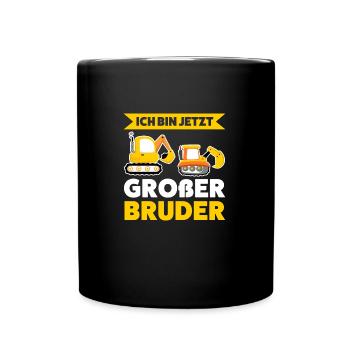 Großer Bruder Bagger Grosser Bruder Geschenk - Tasse einfarbig - Schwarz - Vorne