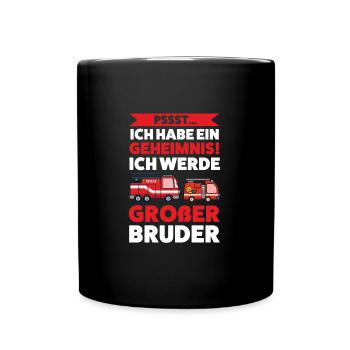 Großer Bruder Feuerwehr Grosser Bruder Geschenk - Tasse einfarbig - Schwarz - Vorne