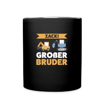 Großer Bruder Bagger Brüder Geschenk - Tasse einfarbig - Schwarz - Vorne