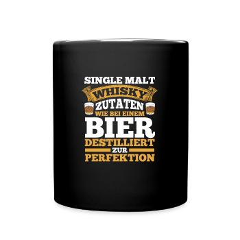 Whisky Alkohol Single Malt Geschenk - Tasse einfarbig - Schwarz - Vorne