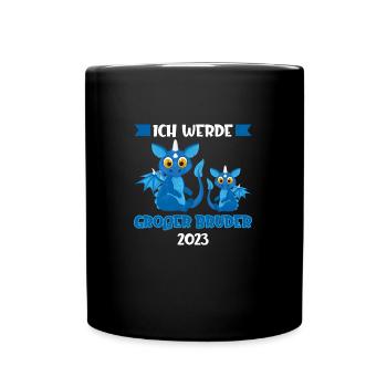 Großer Bruder 2023 Drache Grosser Bruder Geschenk - Tasse einfarbig - Schwarz - Vorne