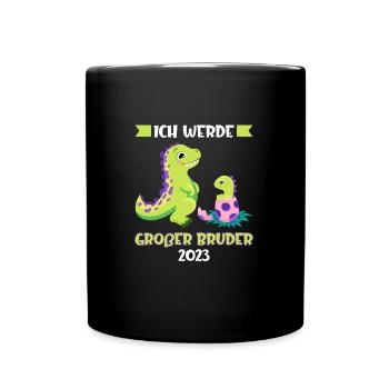 Großer Bruder 2023 Dinosaurier Grosser Bruder Gesc - Tasse einfarbig - Schwarz - Vorne