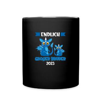 Großer Bruder 2023 Drache Grosser Bruder Geschenk - Tasse einfarbig - Schwarz - Vorne