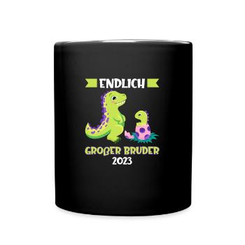 Großer Bruder 2023 Dinosaurier Grosser Bruder Gesc - Tasse einfarbig - Schwarz - Vorne