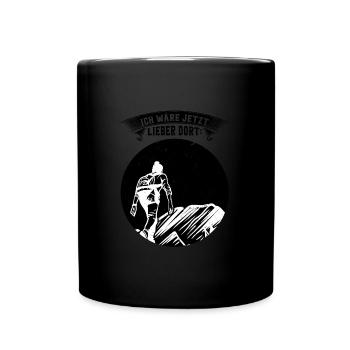 Wandern Berge Bergsteiger Geschenk - Tasse einfarbig - Schwarz - Vorne