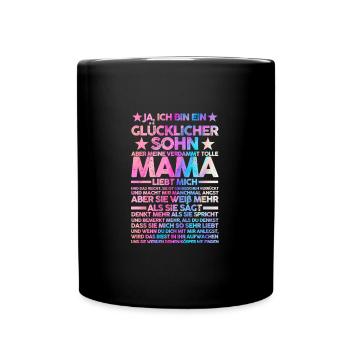 Sohn & Mutter Familie Mutter Geschenk - Tasse einfarbig - Schwarz - Vorne