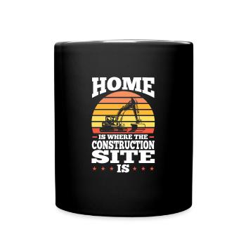 Baustelle Bauherr Geschenk - Tasse einfarbig - Schwarz - Vorne