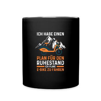 E-Bike Rentner Elektrofahrrad Geschenk - Tasse einfarbig - Schwarz - Vorne